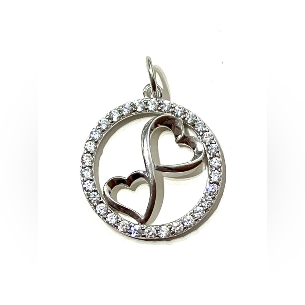 Sterling Silver 925 CZ Infinity Heart Circle Pendant